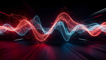 abstract sound wave in the dark with motion blur and light effects
