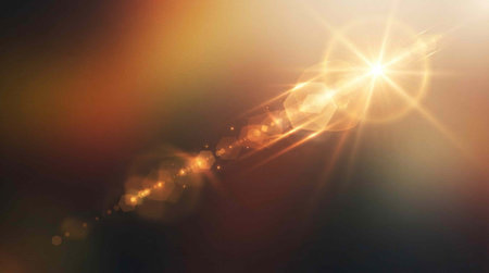 star with lens flare and bokeh effect made in 3d software