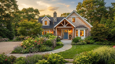 Beautiful house in the middle of a beautiful landscaped garden.