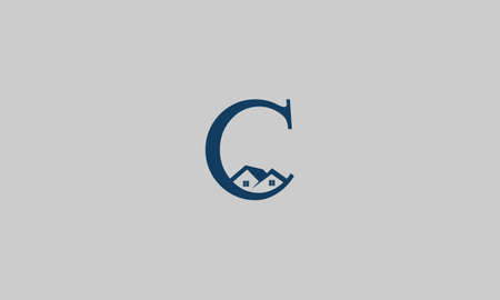 LETTER C LOGO DESIGN WITH REAL ESTATE ICON FOR ILLUSTRATION USEのイラスト素材