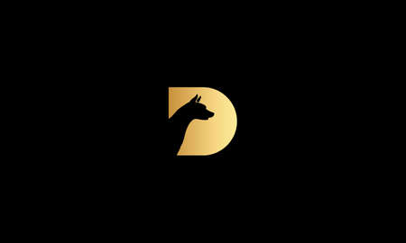 LETTER D WITH DOG ICON WITH NEGATIVE SPACE EFFECT FOR ILLUSTRATION USEのイラスト素材