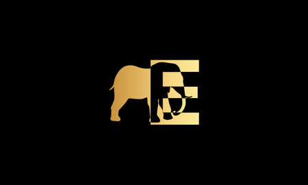 Letter E logo design with elephant for illustration useのイラスト素材