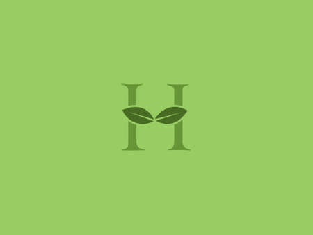 letter h logo design with leaf icon for illustration useのイラスト素材