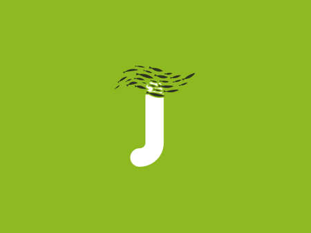 LETTER J WITH FISH ICON FOR ILLUSTRATION USEのイラスト素材