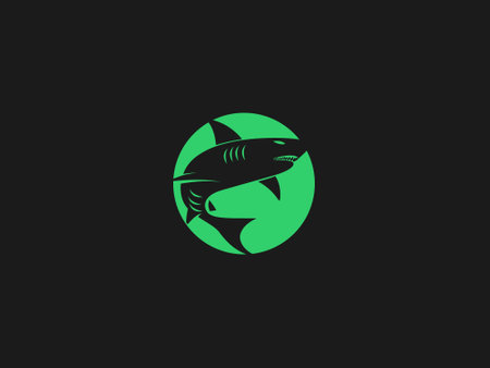 SHARK LOGO DESIGN WITH NEGATIVE SPACE EFFECT FOR ILLUSTRATION USEのイラスト素材