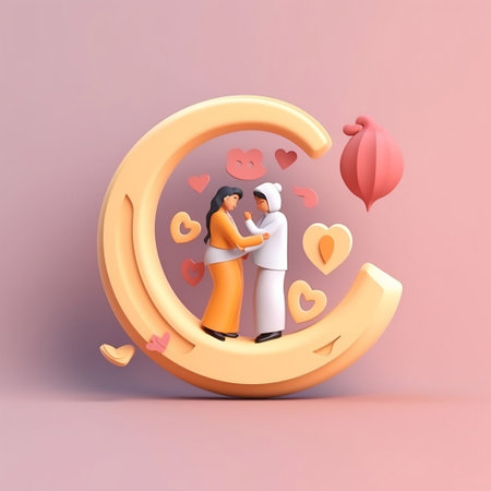 3d illustration of a couple in love. Happy valentines dayの素材