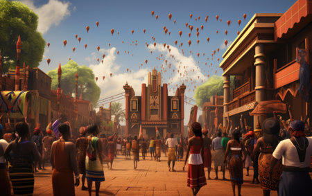 Indian people walking in the streets of Jaipur, India.の素材