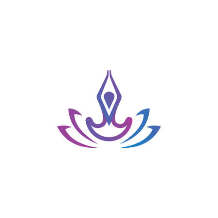 Yoga school logo, person sign in lotus pose.のイラスト素材