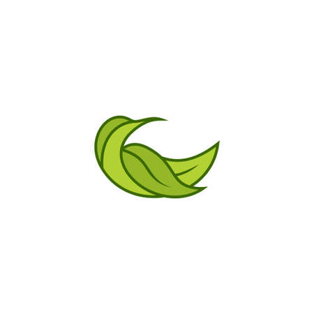 bird leaf logo vector icon template download mono-line color line art outlineのイラスト素材