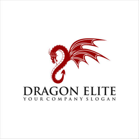 Dragon logo, Business card Elements for Brand Identity,Vector template.Head dragon flat color logo template vector design.のイラスト素材