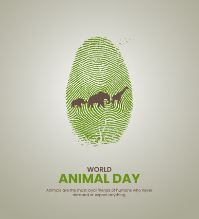 World Animal Day vector illustration hand-drawn human face with fingerprintsのイラスト素材