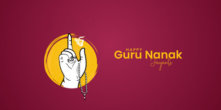 Happy Guru Nanak Jayanti vector illustration. Suitable for greeting card, poster and banner.のイラスト素材