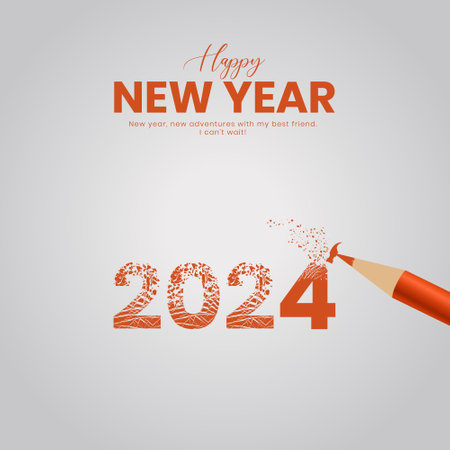 Happy New Year 2024. New Year creative design for social media ads. 2024 New Year. Creative new yearのイラスト素材