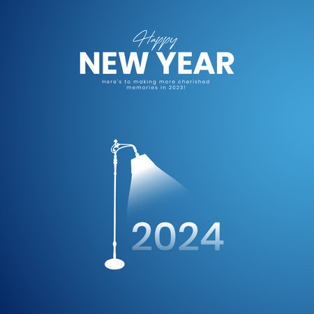 Happy New Year 2024. New Year creative design for social media ads. 2024 New Year. Creative new yearのイラスト素材