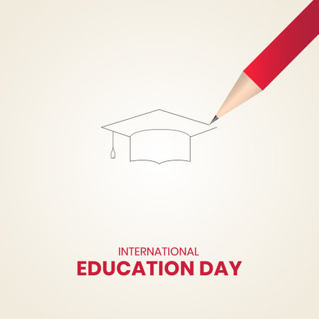 International Education Day. Creative Education day design for banner, poster, social media post 3D Illustrationのイラスト素材