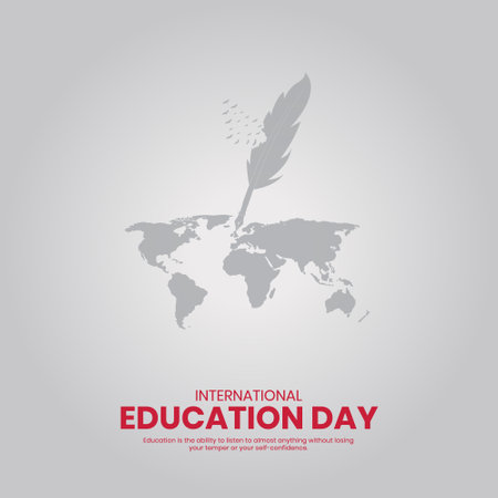 International Education Day. Creative Education day design for banner, poster, social media post 3D Illustrationのイラスト素材