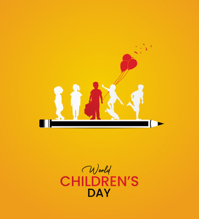 World Children's Day. Children's Day creative design for banner poster, 3D Illustration.のイラスト素材
