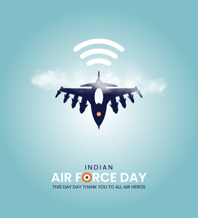 Indian air force day. Air force day creative design for banner, poster 3D Illustration.のイラスト素材