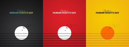 10 December, Human Rights Day, barbed wire with hands concept, suitable design for banner, poster, vector illustrationのイラスト素材