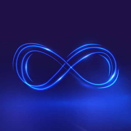 Beautiful colorful light effect of neon glow lights and flash. Background with flying design elements.blue backgroundのイラスト素材