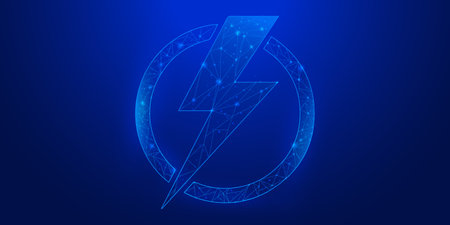 Abstract flash and arrow best symbol digital transformation Background. 3D Illustration Innovation Messages icon background. futuristic blue, technology background with flash and arrow.のイラスト素材