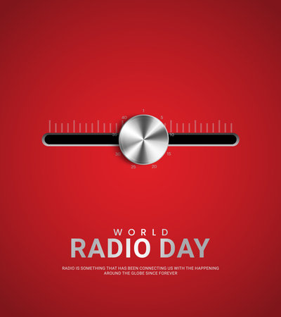 World Radio Day creative design for social media banner, poster 3D Illustrationのイラスト素材