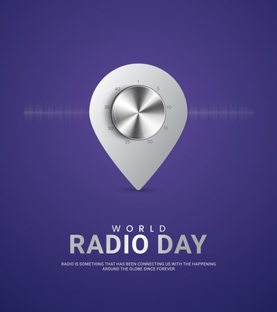 World Radio Day creative design for social media banner, poster 3D Illustrationのイラスト素材