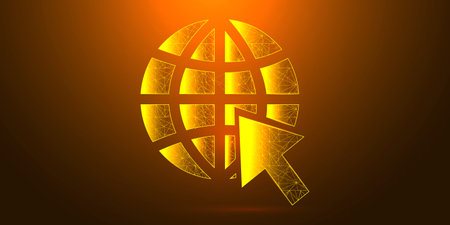 Abstract grow symbol digital transformation Background. Polygonal background. English 12 month name.のイラスト素材