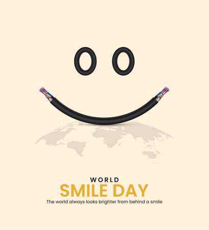 World Smile Day, Creative Design Template, Smile Face, and stethoscope Creative Concept, 3D Illustrationのイラスト素材