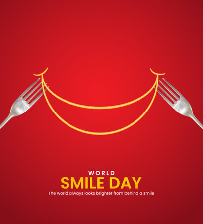 World Smile Day, Creative Design Template, Smile Face, and stethoscope Creative Concept, 3D Illustrationのイラスト素材