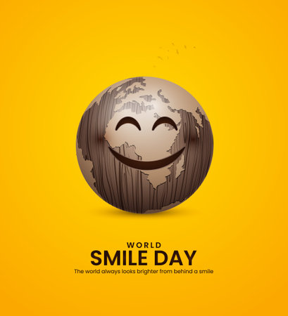 World Smile Day, Creative Design Template, Smile Face, and stethoscope Creative Concept, 3D Illustrationのイラスト素材