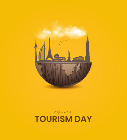 World Tourism Day. World Travel Creative concept. Travel social media posts.のイラスト素材