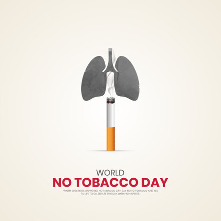 World No Tobacco Day. No Tobacco day creative design for banner, poster, tobacco ads. 3D Illustrationのイラスト素材