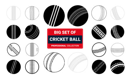 Cricket ball vector. 3D Illustrationのイラスト素材