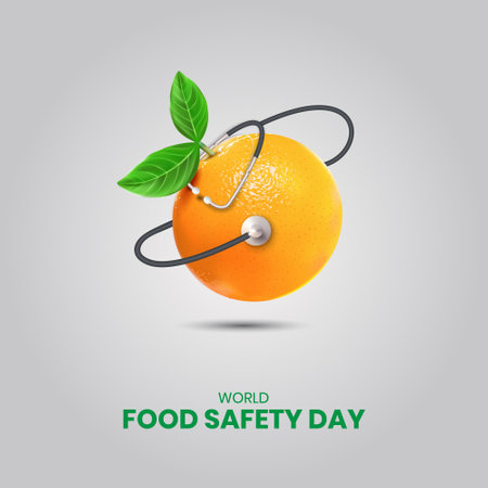 World food safety day. Food Safety day creative ads. 3D Illustrationのイラスト素材