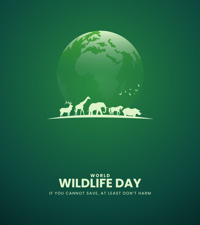 World wildlife day, Wild animals. wildlife day Creative design for social media poster. 3D Illustrationのイラスト素材