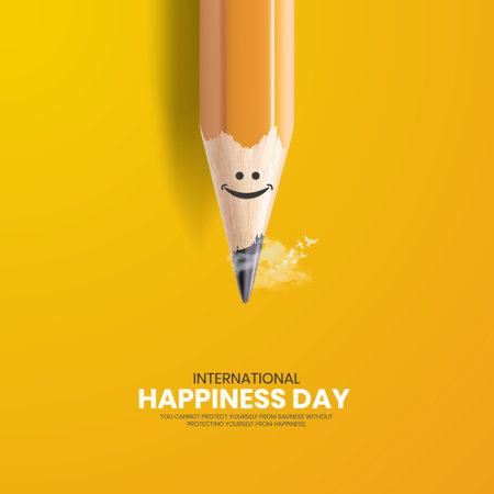 International Day of Happiness. Wprld Happiness day creative design for social media post.のイラスト素材