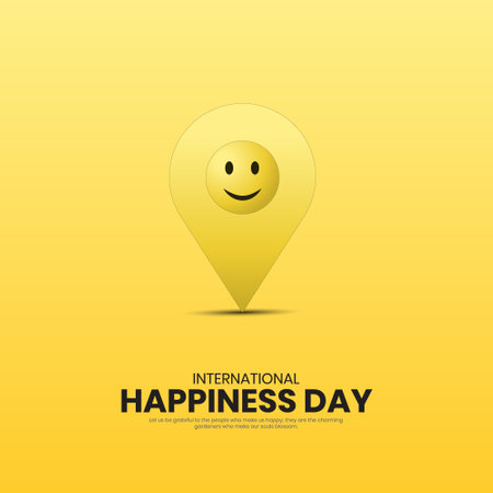 International Day of Happiness. Wprld Happiness day creative design for social media post.のイラスト素材