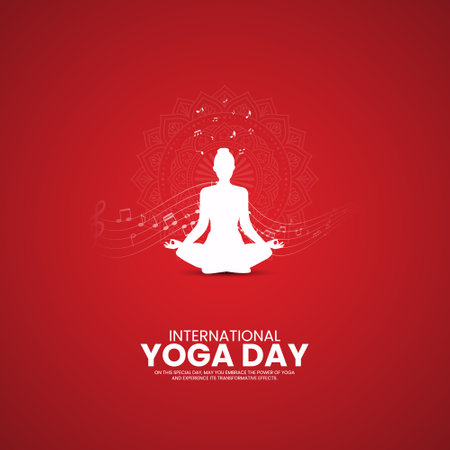 International day of yoga. Lotus and Yoga. Yoga creative social medai postのイラスト素材
