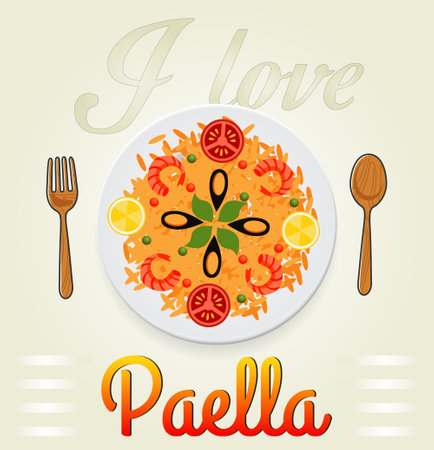 I love paella, Spanish paellaのイラスト素材