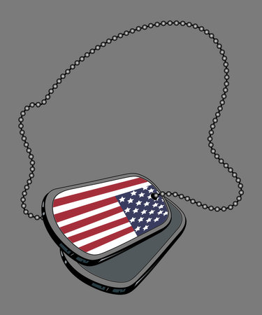 USA flag on a steel dog tag, USA dog tagのイラスト素材