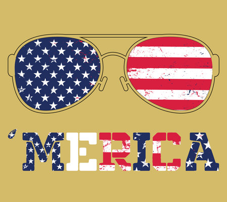 Merica With USA flag Sunglass - United States America, 4th of July, Independence Dayのイラスト素材