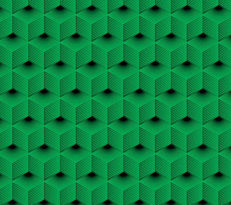 Abstract green cubes pattern, abstract seamless background. Optical illusion.のイラスト素材