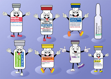 Set of medicine bottles with labelsのイラスト素材