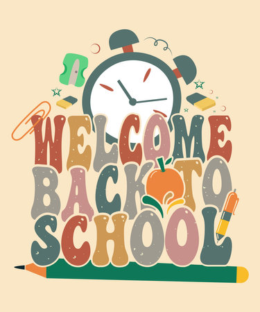 Welcome back to school, back to school typography t-shirt designのイラスト素材