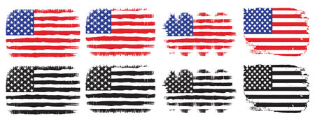 Set of USA grange flagのイラスト素材