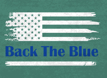Back the Blue, American flag, Thin Blue Line Police Officer American Flag T-Shirtのイラスト素材