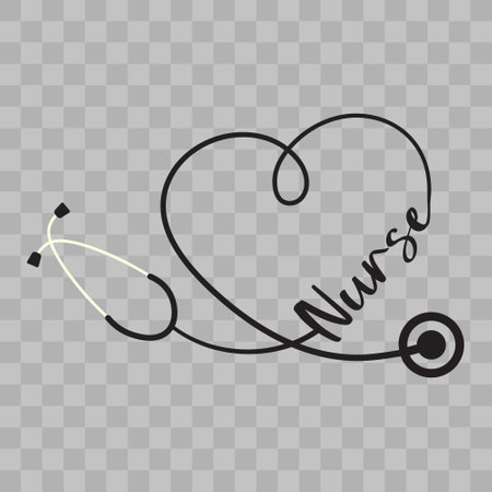 Heart Stethoscope nurse, nurse sticker, Nurse Heart stickerのイラスト素材