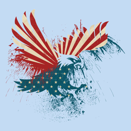 Happy Independence Day united states, vector   symbol of a gallant eagle, Eagle with an American flag patternのイラスト素材