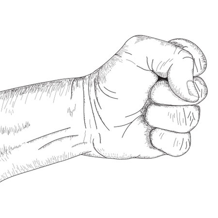 hand punch sketch, Line Art Fist, hand line art, hand sketch, drawing, engraving, ink, line artのイラスト素材